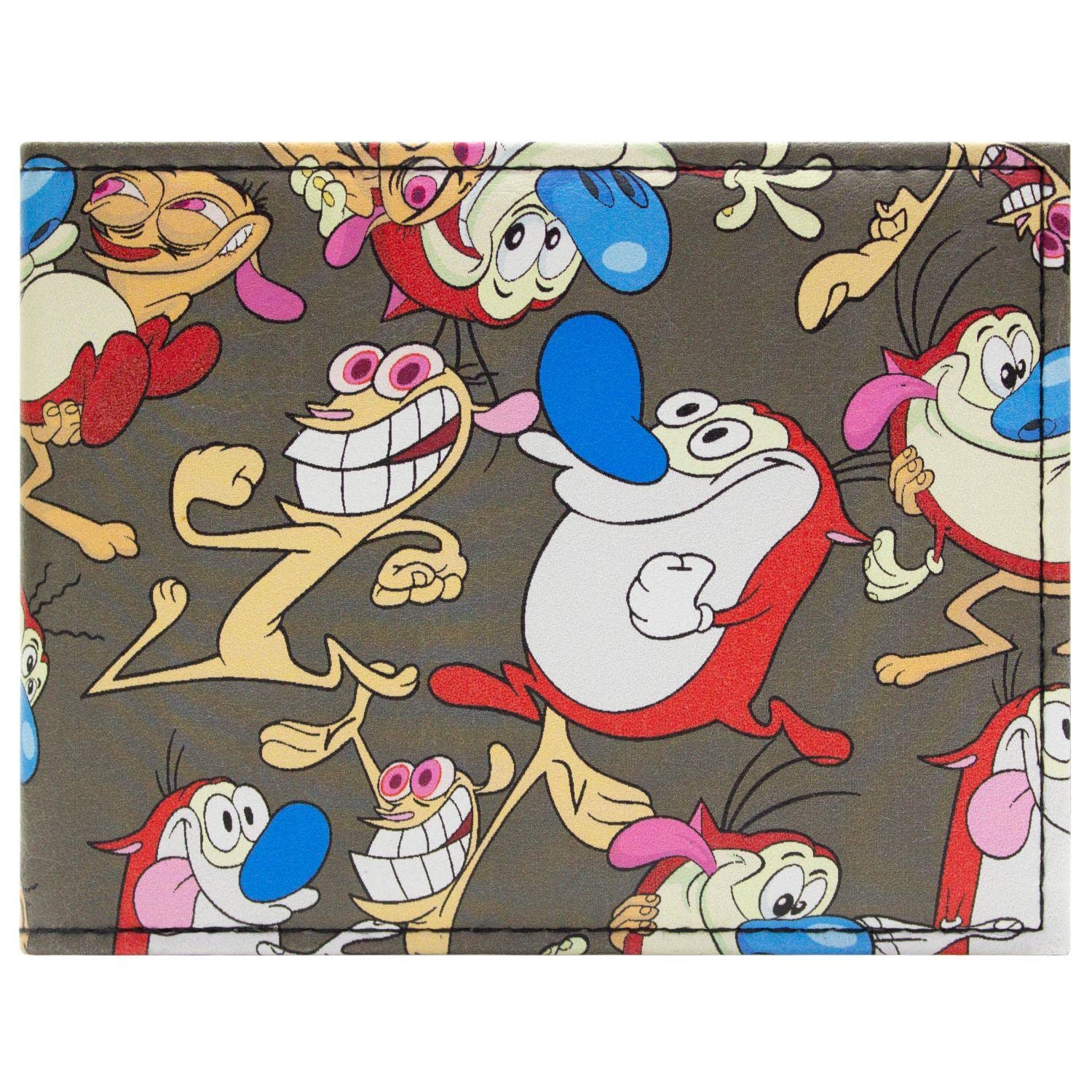 AnimationRen & Stimpy Classic Poses Happy Happy Joy Joy Wallet Bi-Fold ID & Card Holder, Brown