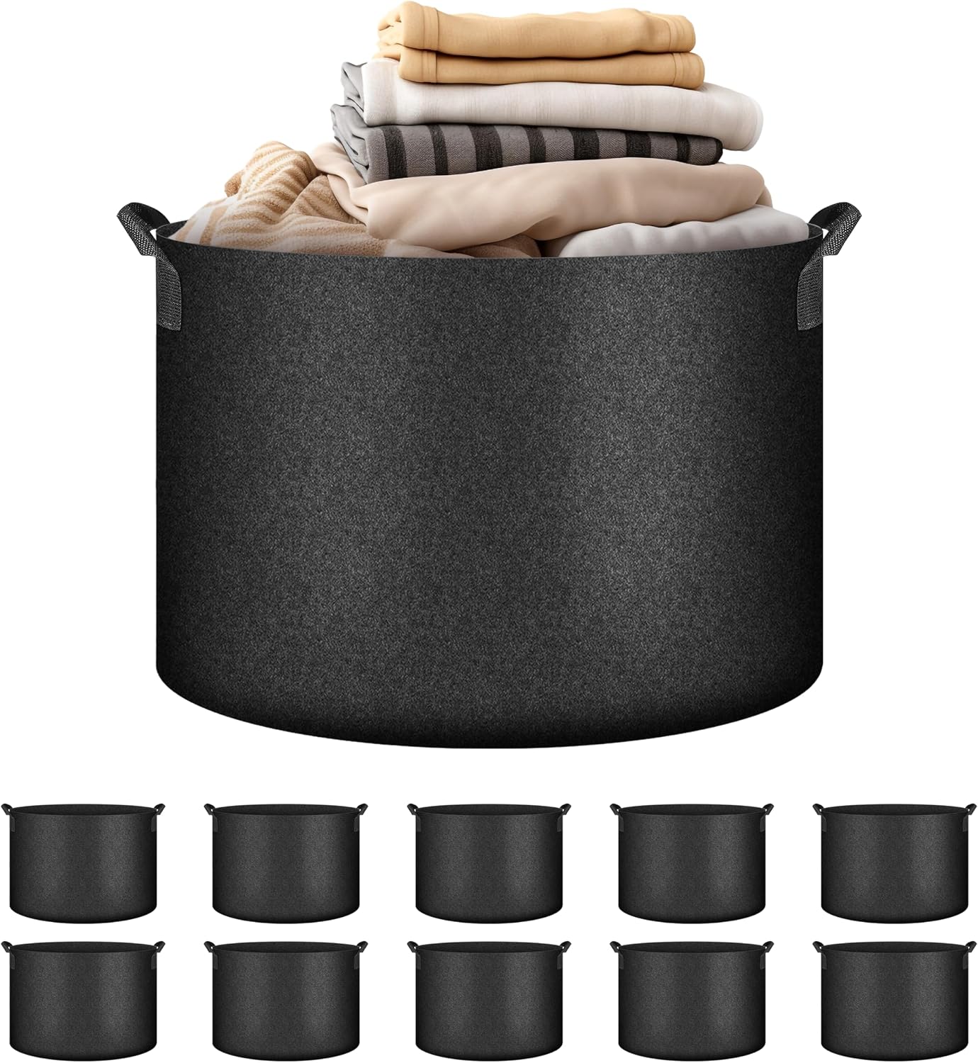 Simple Deluxe Storage Bins 10 Pack Heavy Duty Fabric Baskets with Handles, 300G Breathable Closet Organizer Boxes for Clothes/Toy/Linen in Shelves/Bedroom/Nursery, Washable & Foldable, 15.9''DX11.9''H