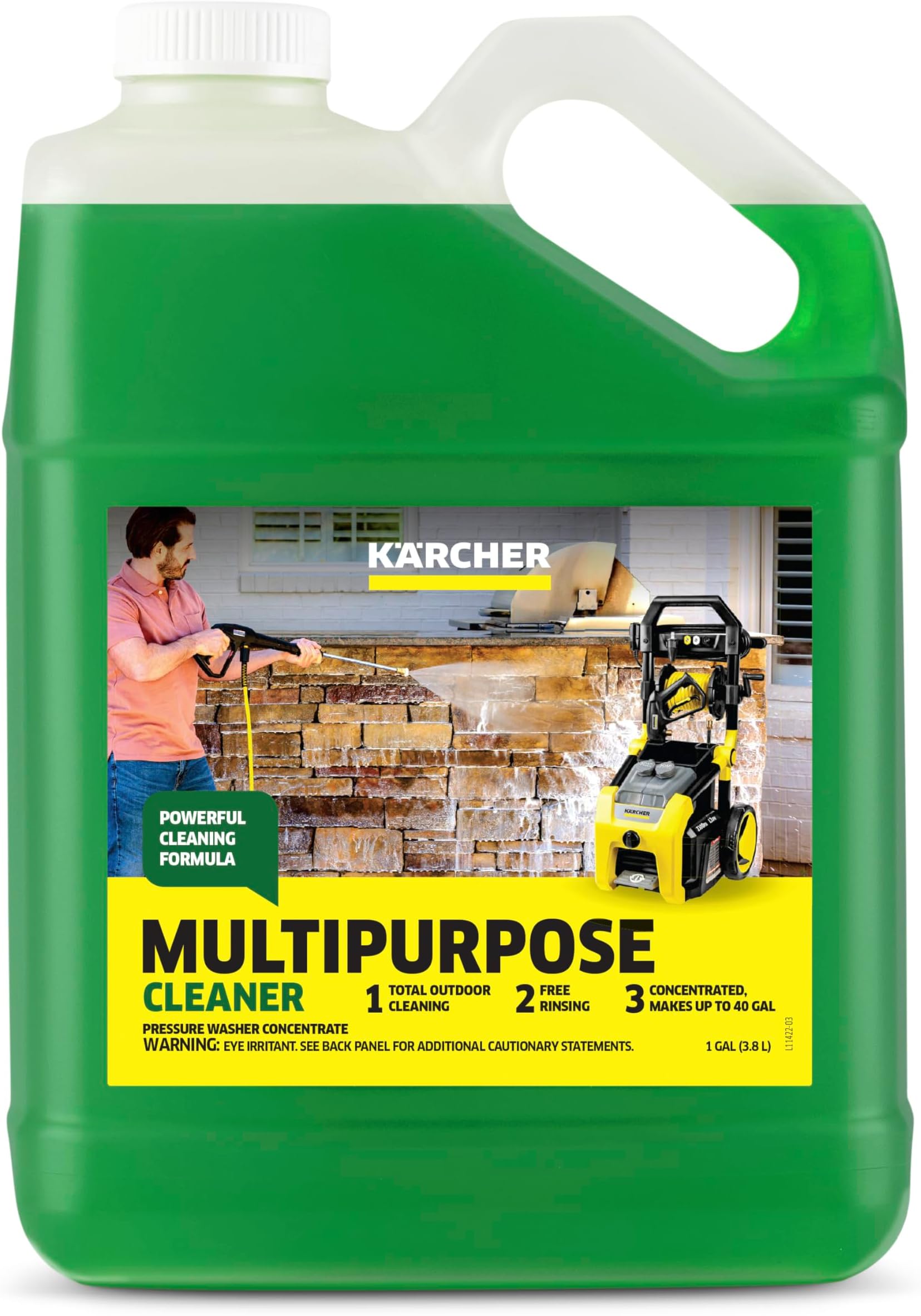 Multi Purpose Pressure Washer Detergent, Removes Dirt and Grime from Fences, Siding, Patios, Driveways, Sidewalks, Concrete and More, Highly Concentrated, Makes up to 20 gal of Cleaner