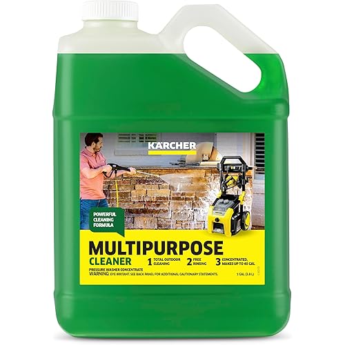 Kärcher Multi Purpose Pressure Washer Detergent, Removes Dirt and Grime from Fences, Siding, Patios, Driveways, Sidewalks, Concrete and More, Highly Concentrated, Makes up to 20 gal of Cleaner