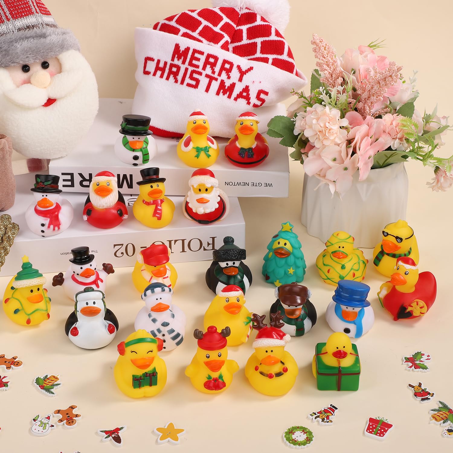 24pcs Assorted Rubber Ducks, Funny Creative Water Play Ducks for Kids, Christmas Party, Home & Car Decor (24 Styles) - Image 3