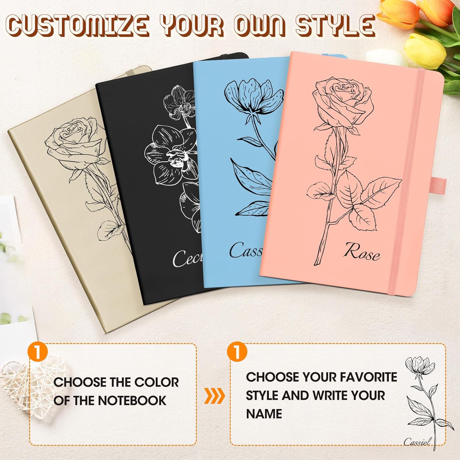 ENOMY 50 Pcs A5 Personalized Custom Notebook Bulk Notebook with Logo Image Text Leather Journal Personalized Gifts for Office, College, Business, Christmas, Birthday (deep Blue)