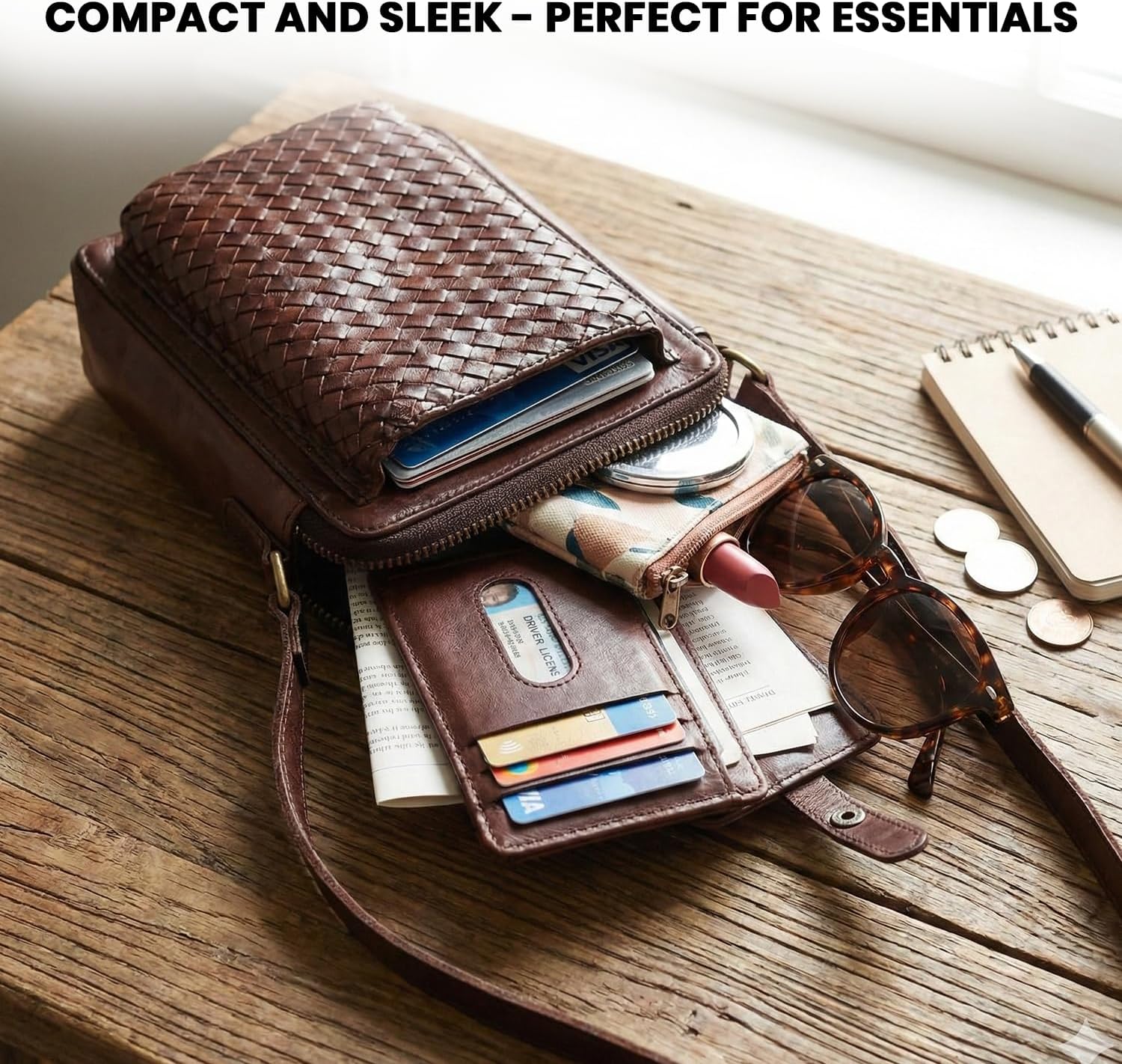 Genuine Leather Small Leather Crossbody Bags For Women Cell Phone Purse With Adjustable & Detachable Strap - Image 6