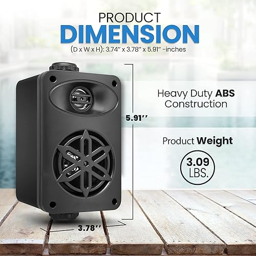 Miniatura 4 de Pyle USA - Par de altavoces para interiores y exteriores, 200 W, doble impermeable, 3.5 pulgadas, sistema de altavoces de rango completo de 2 vías