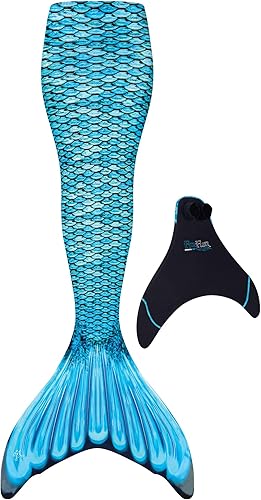 Fin Fun - Cola de sirena auténtica para niños, resistente al desgaste, para nadar, monoaleta incluida