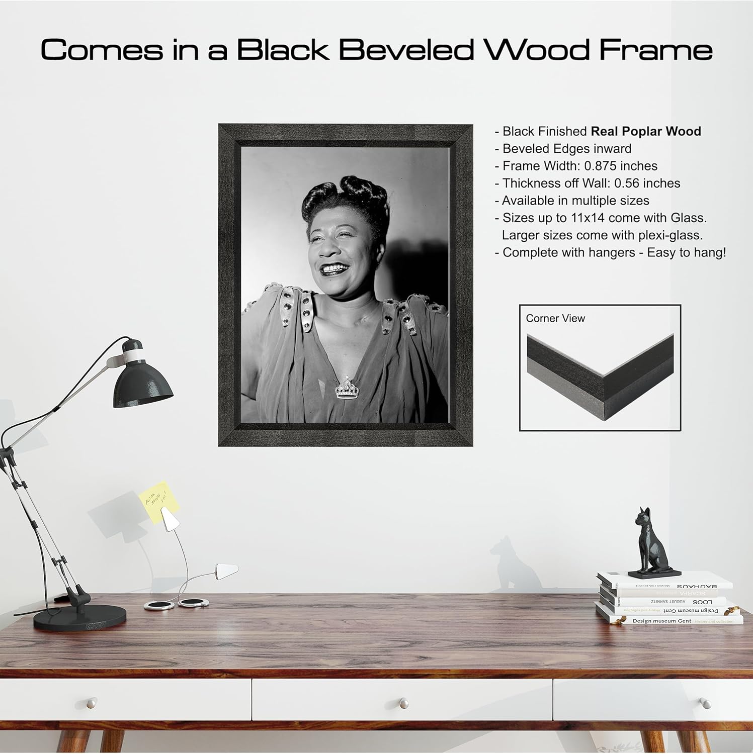 Ella Fitzgerald Photograph in a Black Beveled Frame - Historical Artwork from 1946 - (5" x 7") - Semi-Gloss