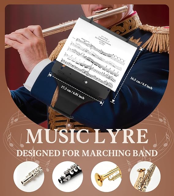Flute Lyre,Marching Band Flip Folio Sheet Music Holder