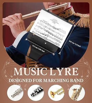Flute Lyre,Marching Band Flip Folio Sheet Music Holder