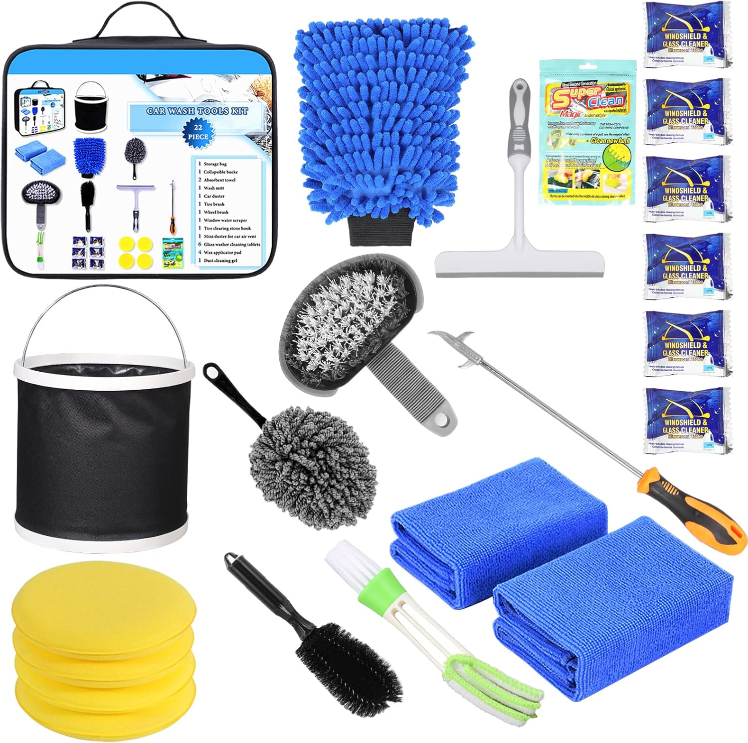 22pcs Car Detailing Kit,Car Wash Kit with Canvas Bag