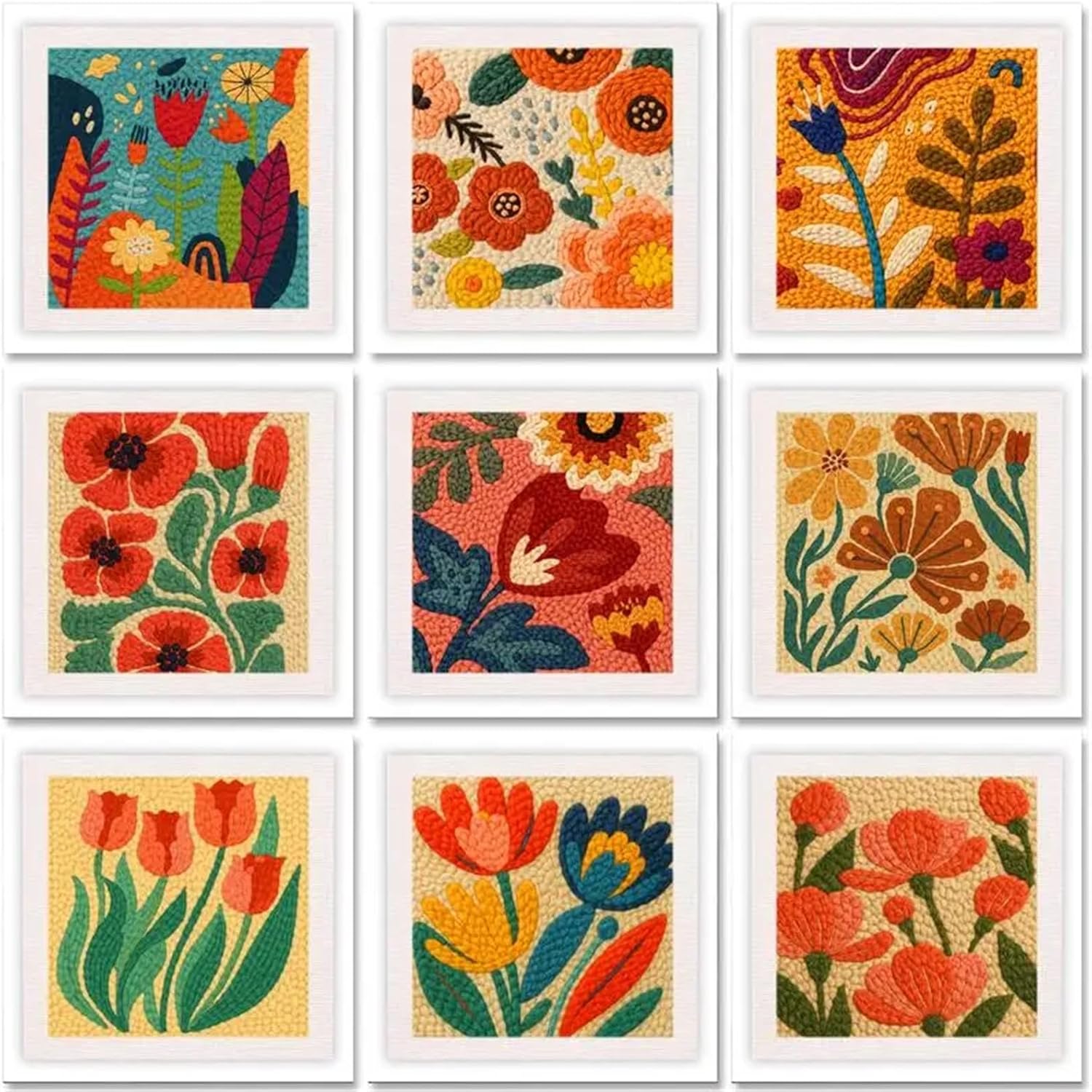 Edgiyuo Flower Pattern Punch Needle Kit - Beginner-Friendly Embroidery Frame for DIY Crafts(CCXF-99-2525)