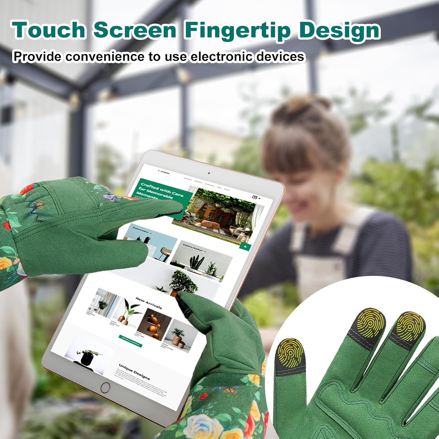 DLY Gardening Gloves,Leather Rose Gloves,Women's Long Gardening Glove for Work and Yard Work,Durable and Comfortable(Medium, Green - Image 5