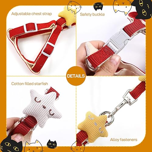 Miniatura 5 de Patyelf Juego de arnés y correa para gatos pequeños y grandes, a prueba de escape, arneses ajustables y correas para caminar, arnés ligero para