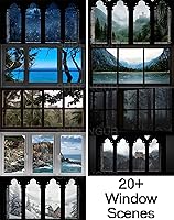 Vista 3 de VistaCast Mini proyector inteligente de 210 con pantalla extra grande Más de 20 escenas de ventana Proyector de ventana de castillo, pantalla