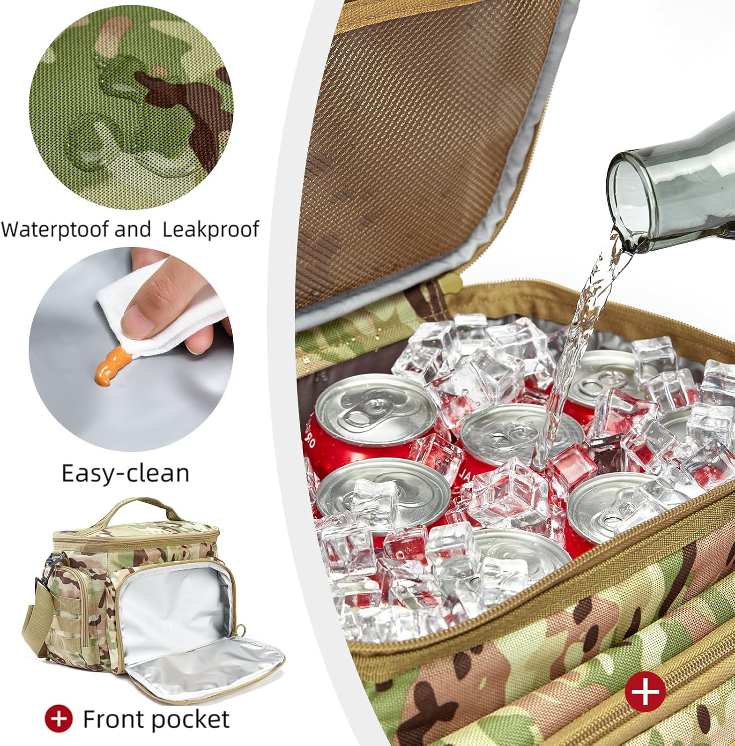 MOV COMPRA Tactical Lunch Bag for Men, Insulated Lunch Box Leakproof for Men Large Capacity with MOLLE Water Bottle Pouch Lunchbox for Adults for Work, Picnic(Camouflage Green) - Image 5