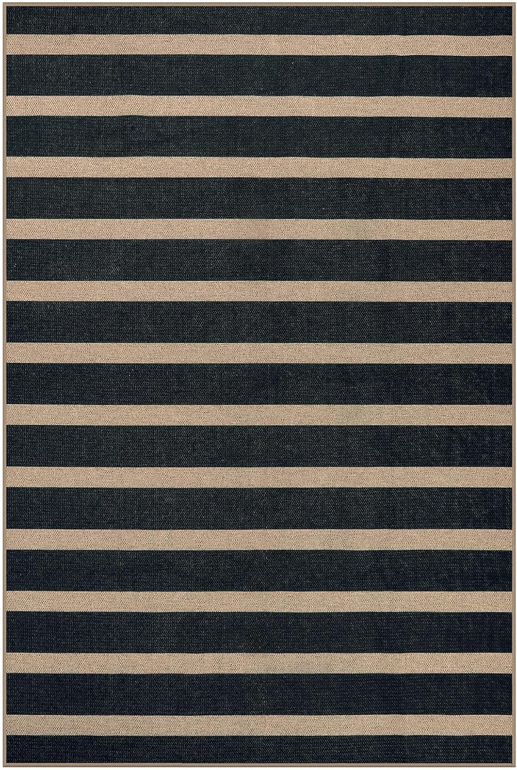 Lahome Elance Striped Easy Jute Entryway Rug, 2x3 Kitchen Rugs Non Slip Washable Indoor Outdoor Door Mat, Farmhouse Neutral Lightweight Non Shedding Small Carpet for Entry Welcome Door