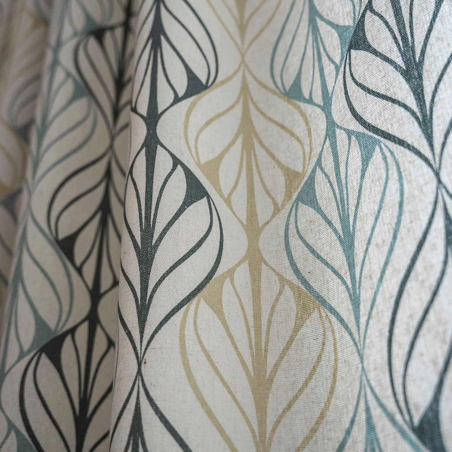 ENJOYBRIDAL Boho Curtains 84 Inch Length 2 Panels Leaf Semi Sheer Drapes Tassel Rod Pocket Bohemian Bedroom Window Curtain Panels for Living Room Farmhouse Geometric Striped Window Treatment