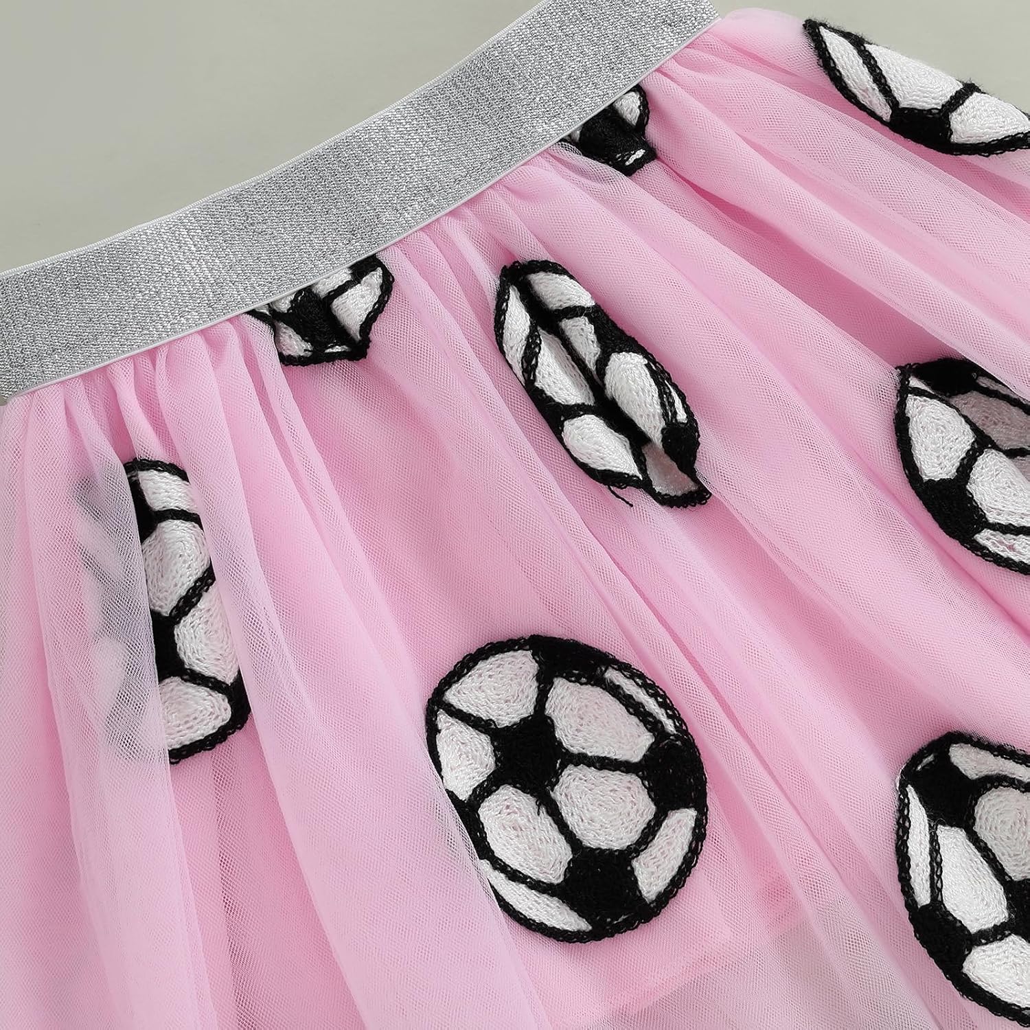 Kayotuas Toddler Girl Summer Clothes Baseball Outfit Fuzzy Baseball/Football Bow Embroidery T-shirt Tulle Skirt 2 Piece Sets - Image 9