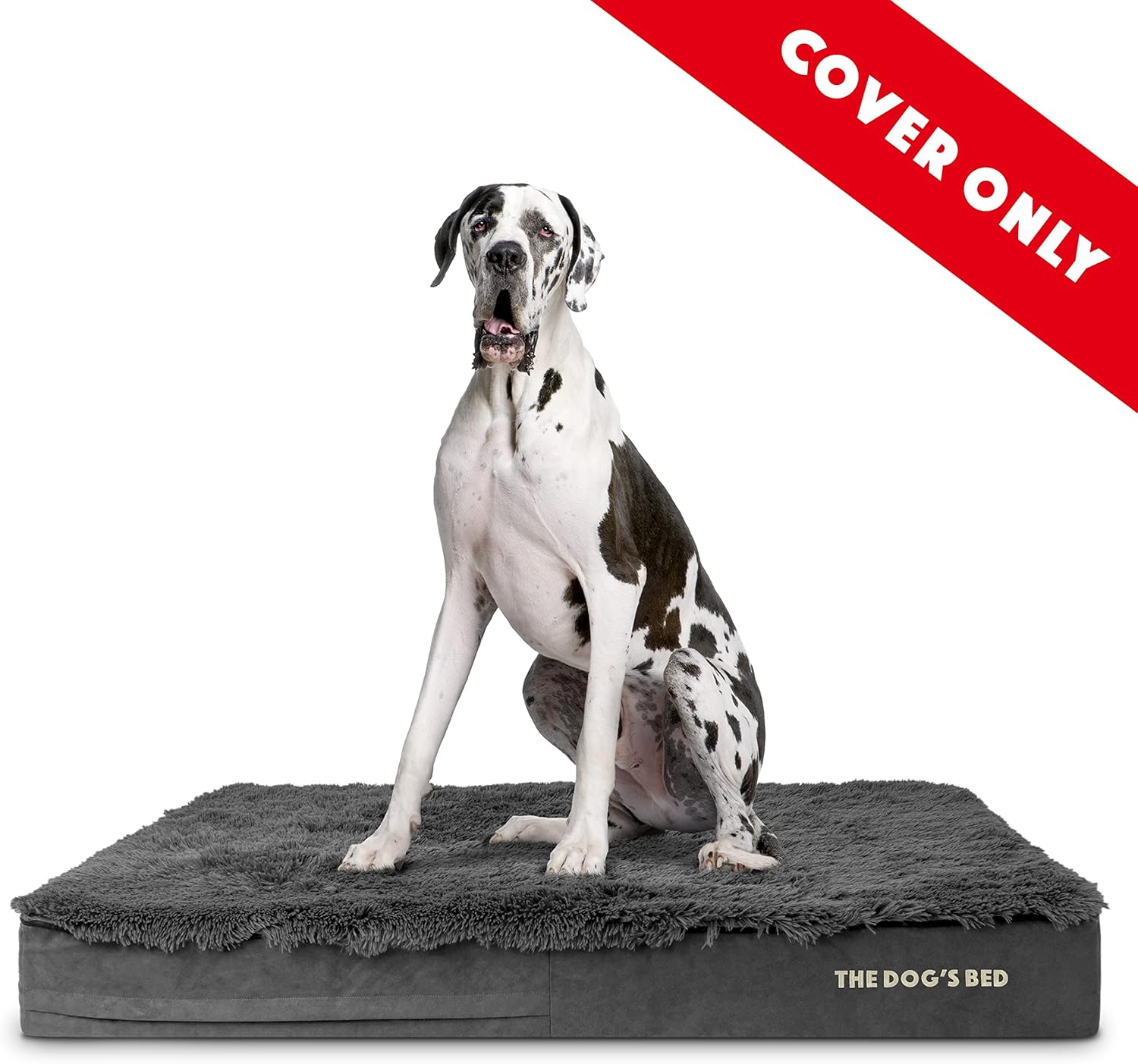 The Dog’s Bed Replacement Outer Cover, Fur Fabric, Grey Fur, XXXL, 6-Inch