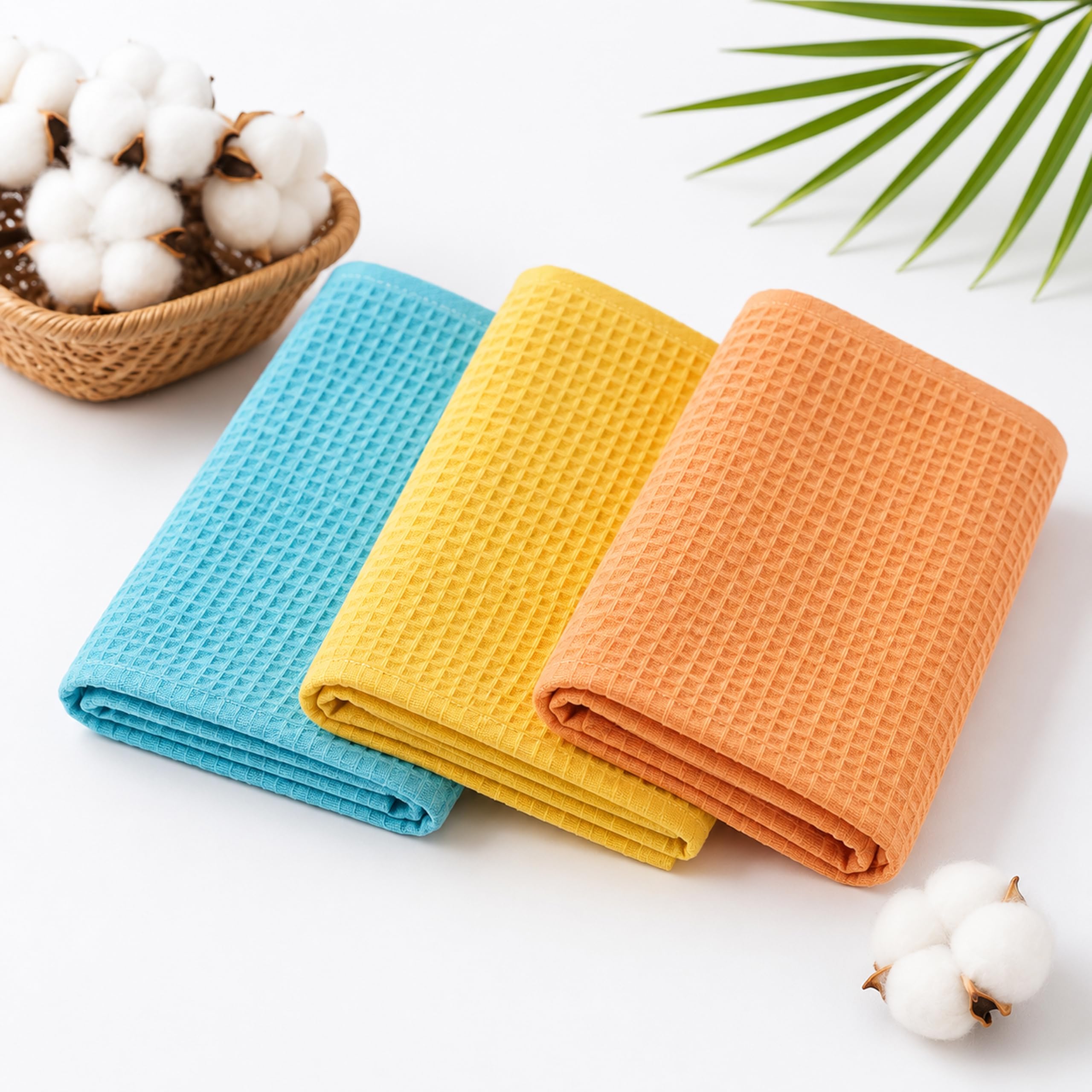 Waffle Bath Towel 100% Pure Cotton for Men & Women Large Size (Pack of 3), Ultra Soft & Quick Dry Towels, Highly Absorbent | Multi Colors (75X155 cms)-image-17