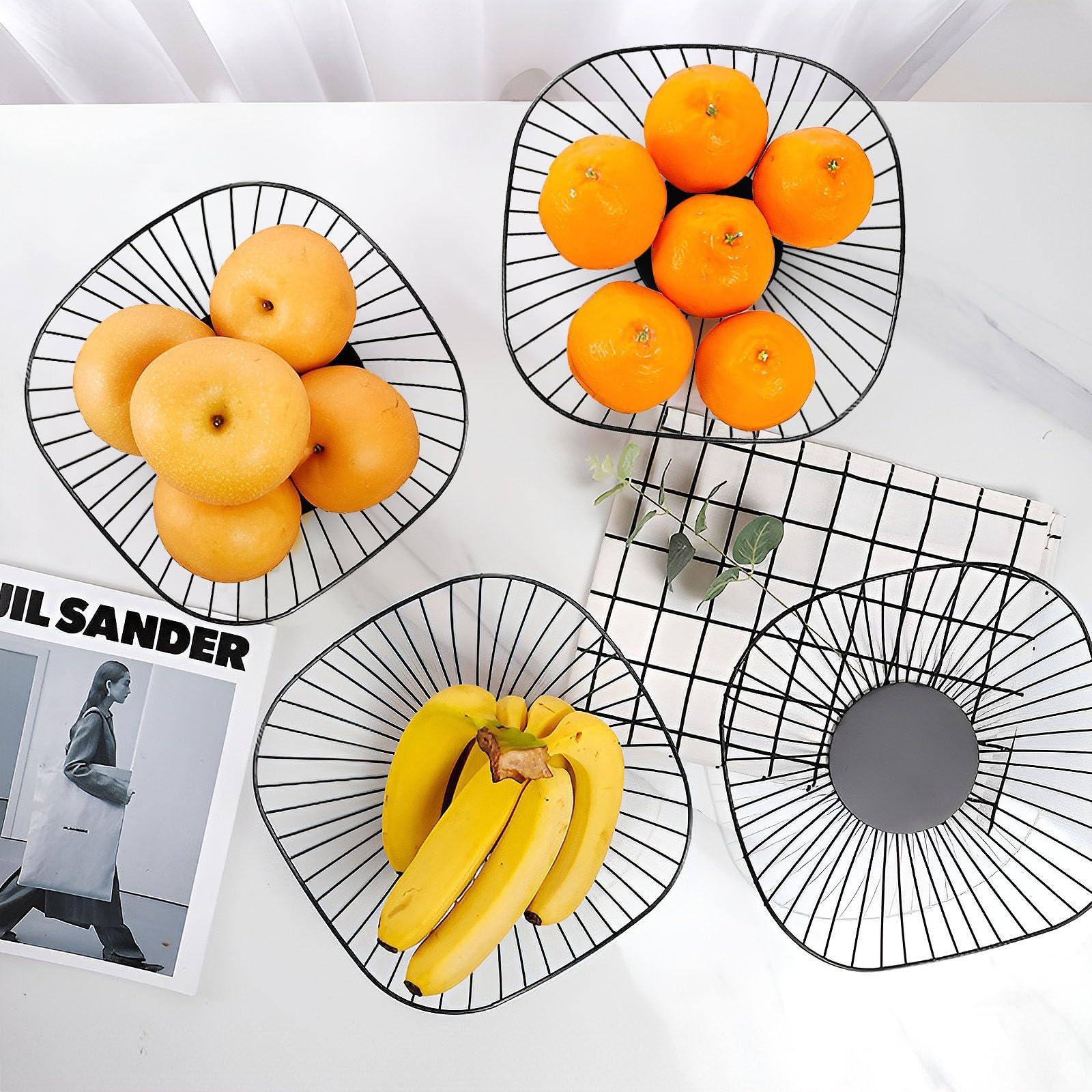 Cesta De Frutas De Mesa De Metal Negro - Diseño Moderno Y Elegante Cesta De Frutas Para Frutas Citricos Frutos Secos Alimentos Portafrutas 97656300