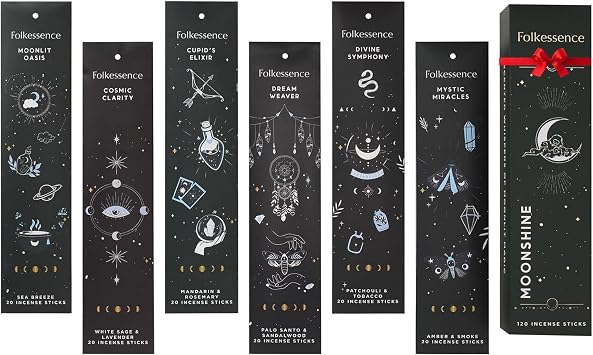 Folkulture Incense Sticks 120 Sticks | Set of 6 Premium Incense for Home Cleansing, Aromatherapy No Charcoal, Organic, Non Toxic, 45 Mins, Long Burning Incense-Sticks