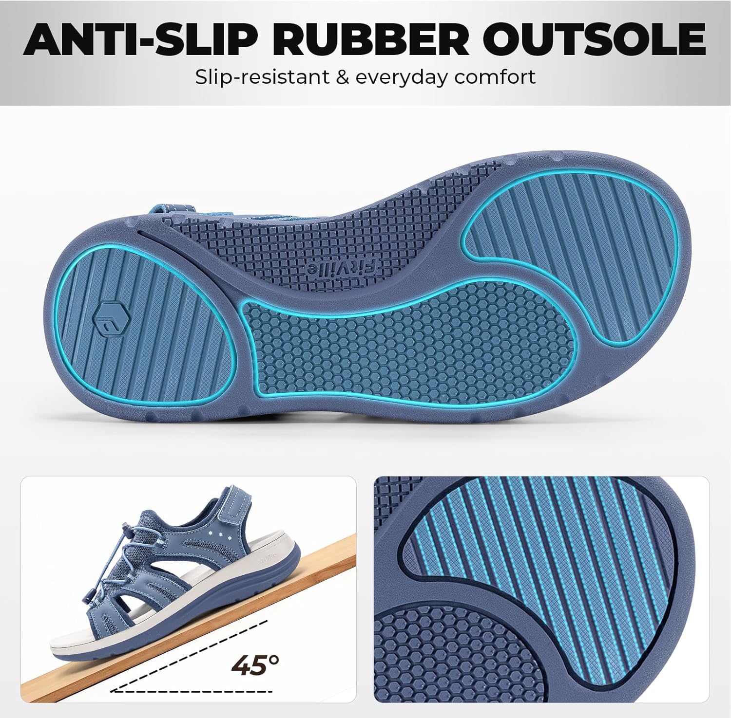 FitVille Women's Orthopedic Wide Sandals with Arch Support Breathable Adjustable Strap Comfortable Walking Sandals For Plantar Fasciitis, Swollen Feet