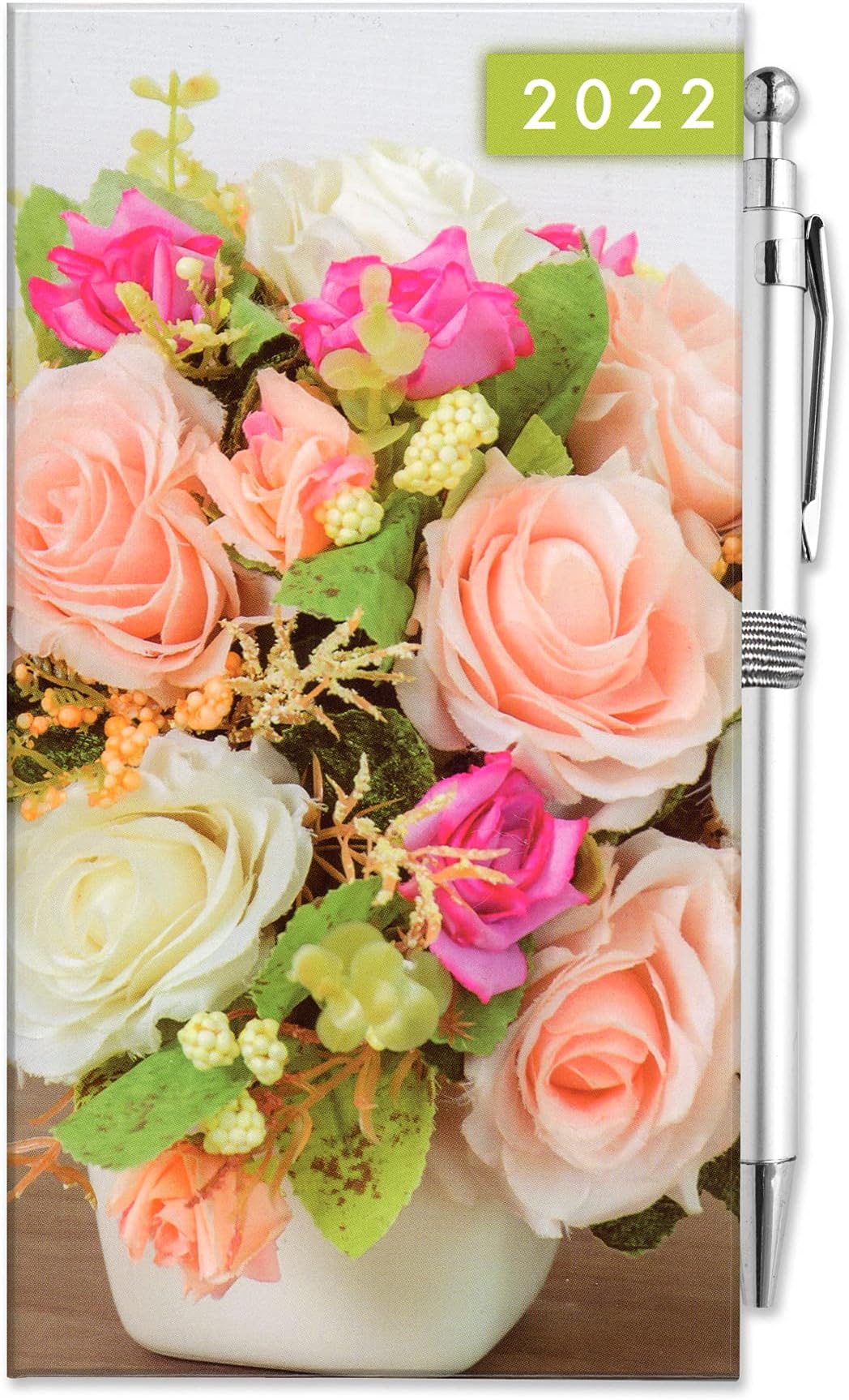 2023 Luxury Diary Slim Week to View 2021 Diaries Full Year With Pen (Flower Pot - Pink)