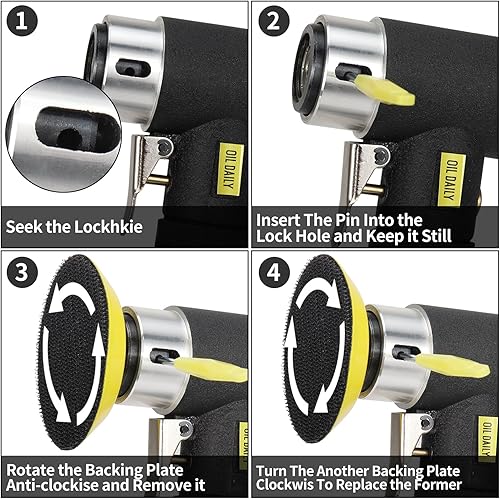 Miniatura 7 de SI FANG Lijadora de aire orbital mini de 2'' 3'' Lijadora orbital aleatoria de alta velocidad Lijadoras de detalle para trabajo de carrocería