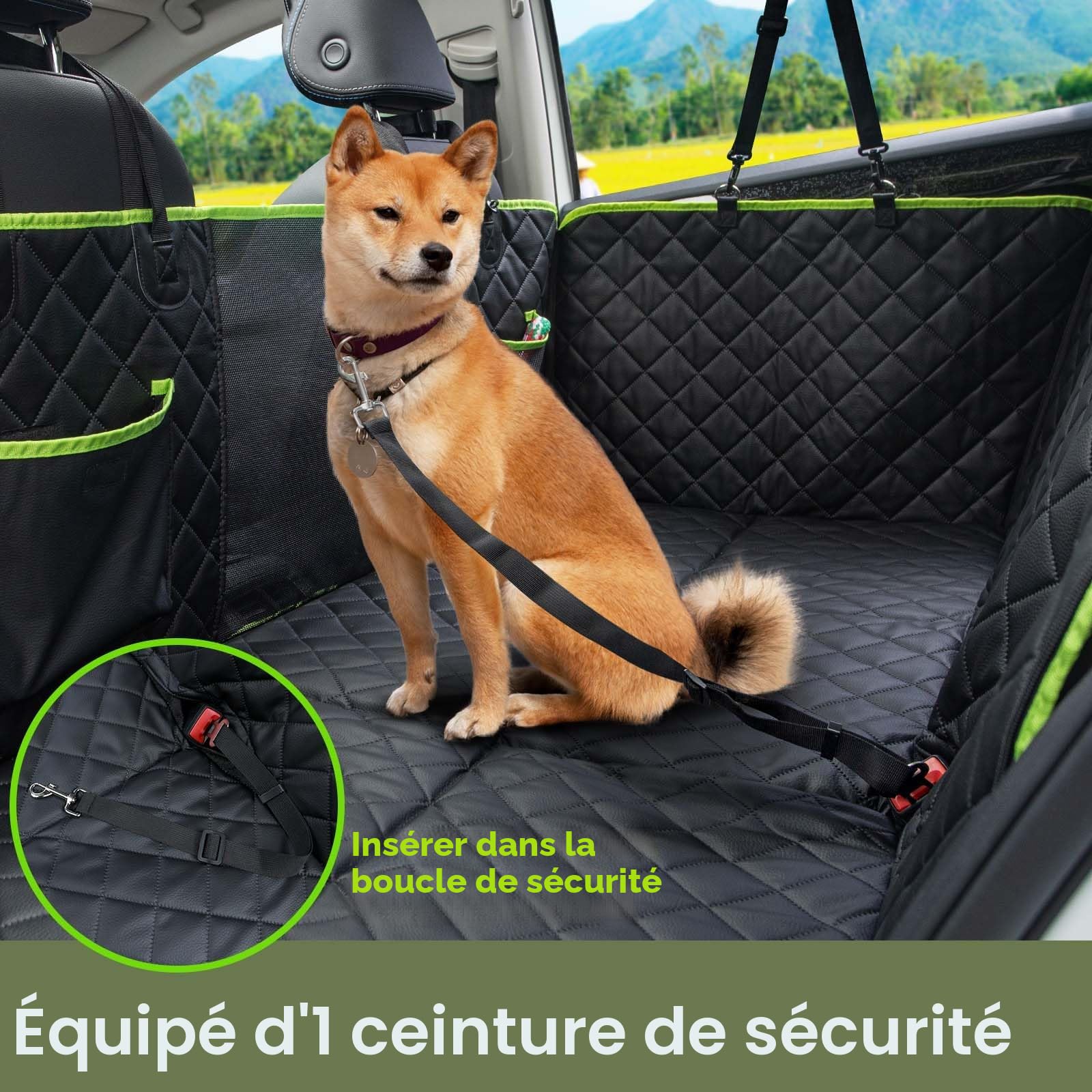 Pecute Housse Voiture Chien avec Rallonge de Siège 133 * 62 cm, Protection Siege Voiture en Tissu Facile à Nettoyer, Rangement Facile, Barrière,Imperméable Anti-Rayures, pour Moins de 150 kg