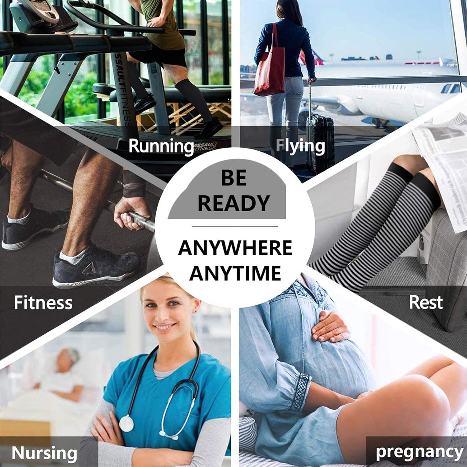 LighSele 6 Pairs Compression Socks for Women & Men, Compression Socks 20-30 mmHg