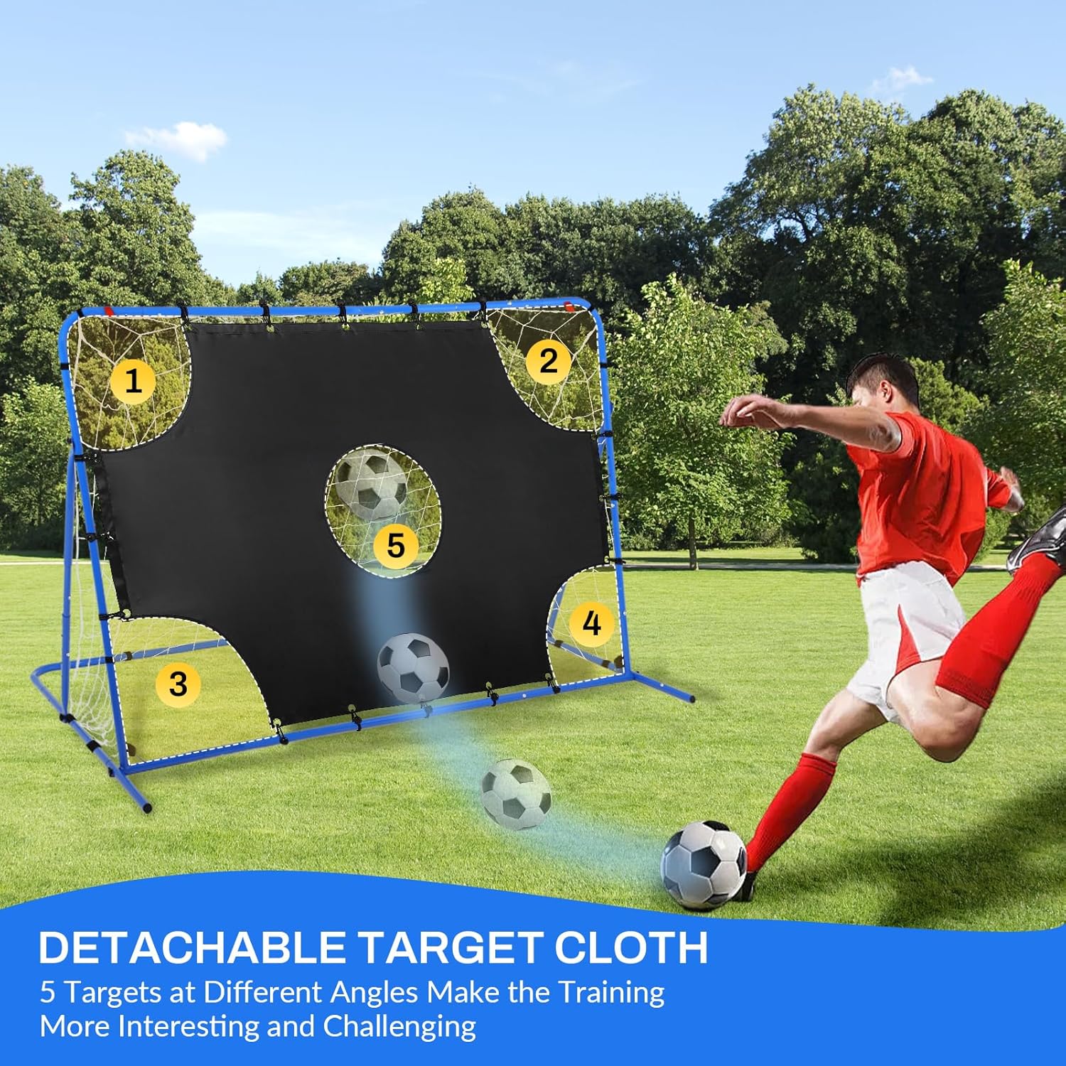 FAHKNS Three Modes of Soccer Goal, Target Net and Rebound Net, Precision Training, Tear-Resistant, Corner Kick Training, Suitable for Children and Teenagers Control (6x4FT)