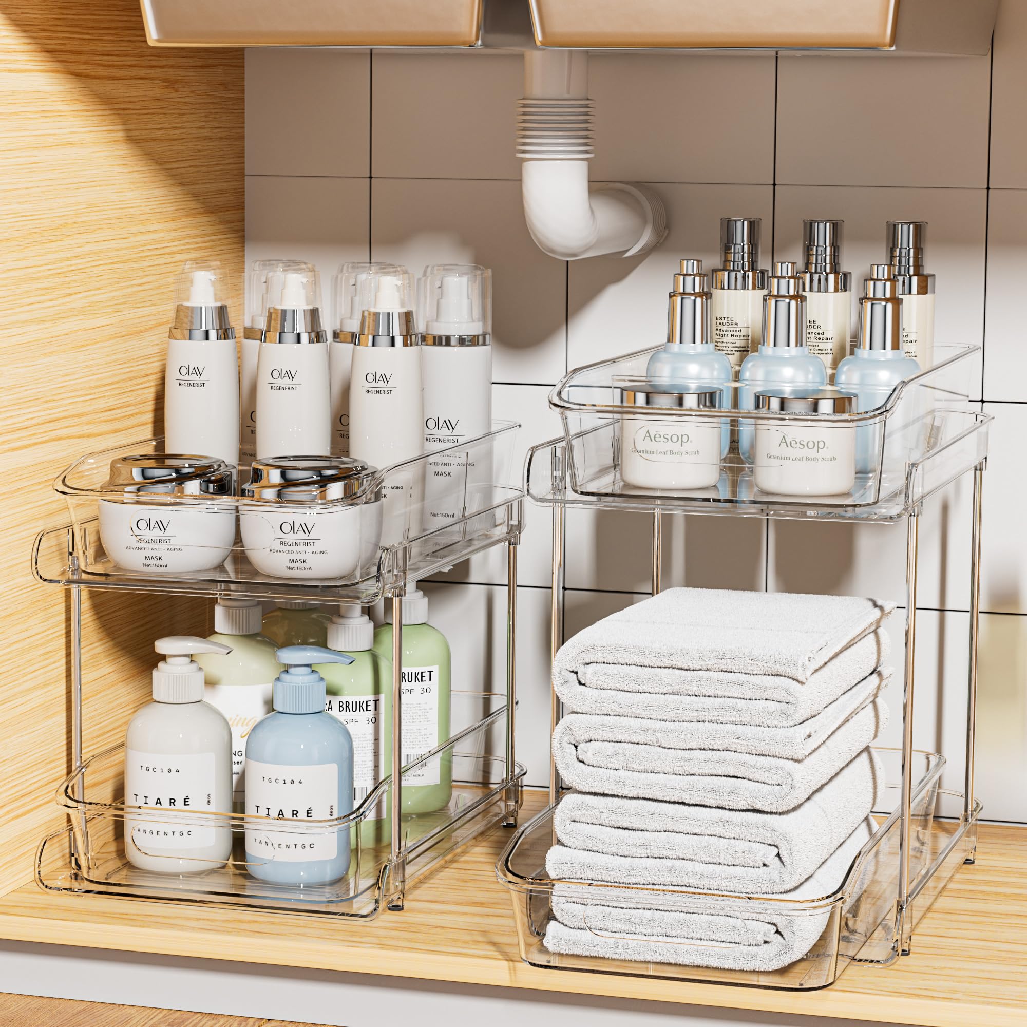 YAMAZAKI 2012 TOWER Organizer Sottolavello A 3 Ripiani - Acciaio E Polipropilene Nero - 33 X 41,5 X 34,5 Cm