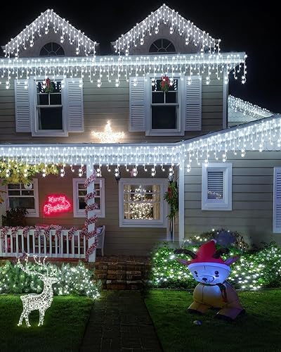 Miniatura 2 de 1458 luces LED de 159 pies para decoración de boda al aire libre, impermeables, luces de Navidad para exteriores, enchufables, temporizador y