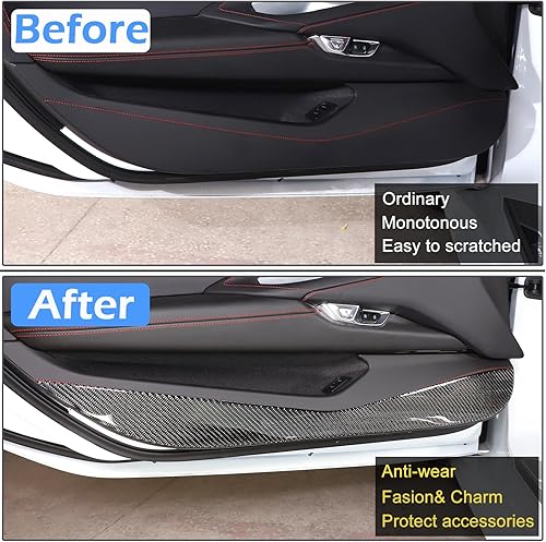 Miniatura 2 de CHEAYAR Kit antipatadas de fibra de carbono real 3D suave para el interior de la puerta del auto, compatible con Corvette C8 Stingray Z06 Z51 2020