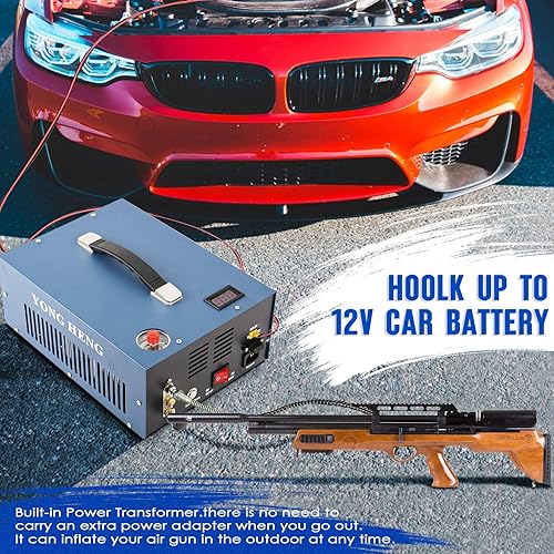 Miniatura 4 de YH PCP Compresor de aire 4500Psi30mpa Bomba de compresor de aire portátil de alta presión sin aguaaceite 12 V compresor de pistola de aire de