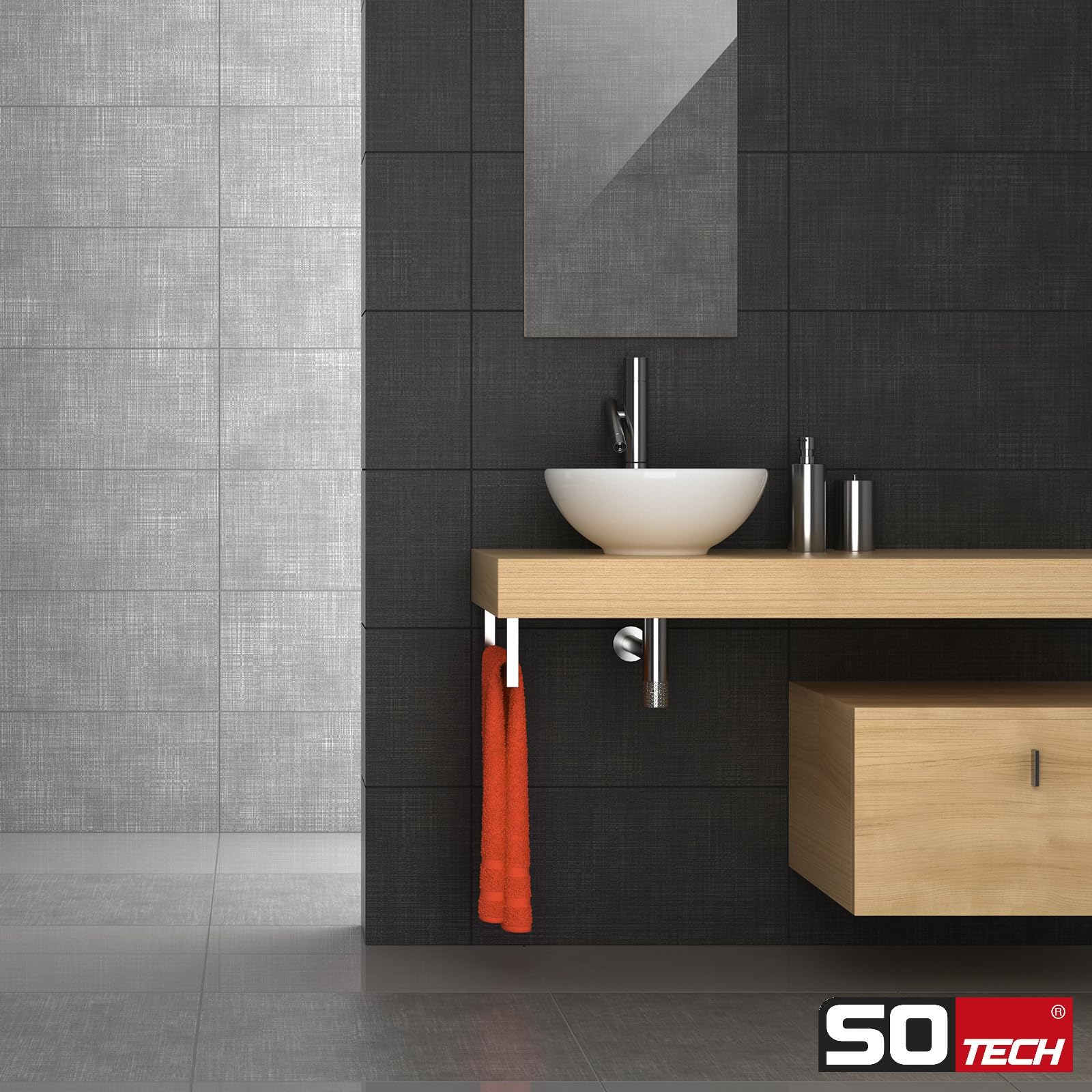 SOTECH 2 piezas Soportes de lavabo WK450 mm acero inox pulido Diseño soporte de lavabo Soportes de pared estables Soporte para lavabo