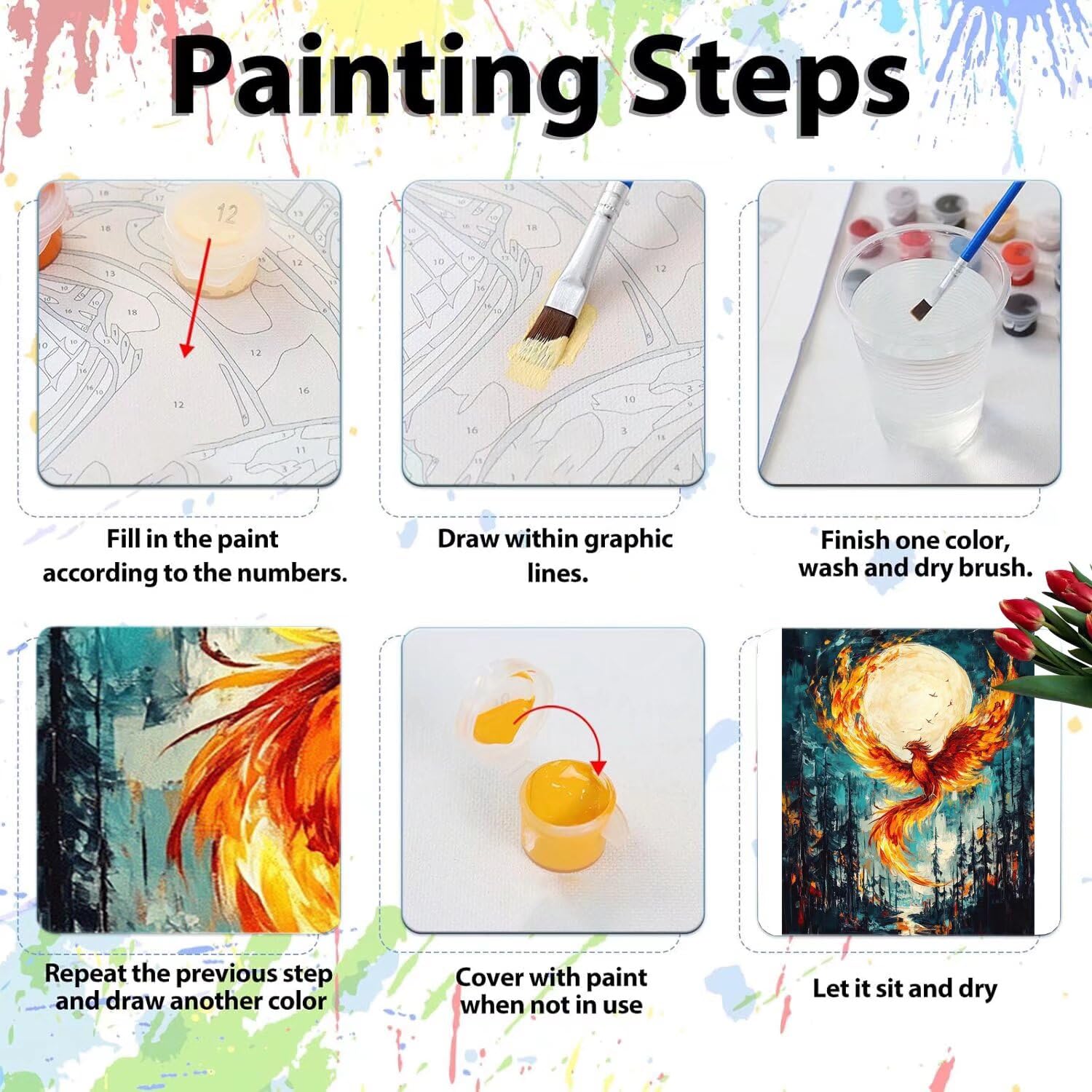 Pintar por Numeros Adultos pintar por numeros niños manualidades niños 10 años, DIY Pintar por Números de Pincel y Pintura acrílica Decoraciones para el Hogar Manualidades, sin Marco 60x80cm C-120