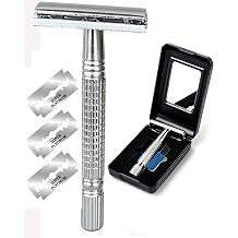Double Edge Safety Razor for Unisex, 3 Platinum Coated Double Edge Blade Refills Safety Razo, Women Mens Razor with a Delicate Box,