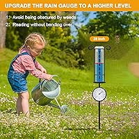 Vista 7 de JMBay - Pluviómetro con termómetro para exteriores, medidores de lluvia de fuente grande para patio y césped, medidor de agua de lluvia con tubo