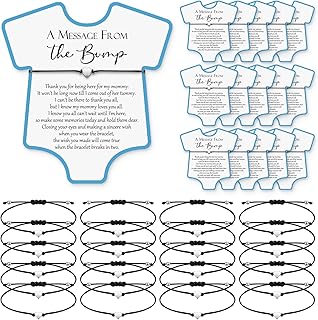 Henoyso 25 Sets Baby Shower Bracelets Adjustable Wish Bracelets Card Heart Charm Baby Shower Party Favor for Guest Gender Reveal Gifts(Blue)