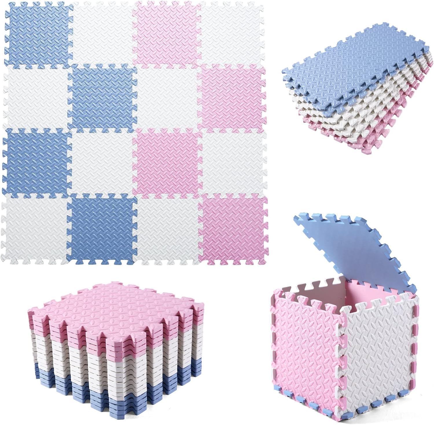 Alfombra Puzzle Bebe 18 Piezas Alfombra Juego Puzzle Infantil, 30 x 30 x 1,2 cm, 16.5sqft, EVA Alfombrillas de Enclavamiento Suelo
