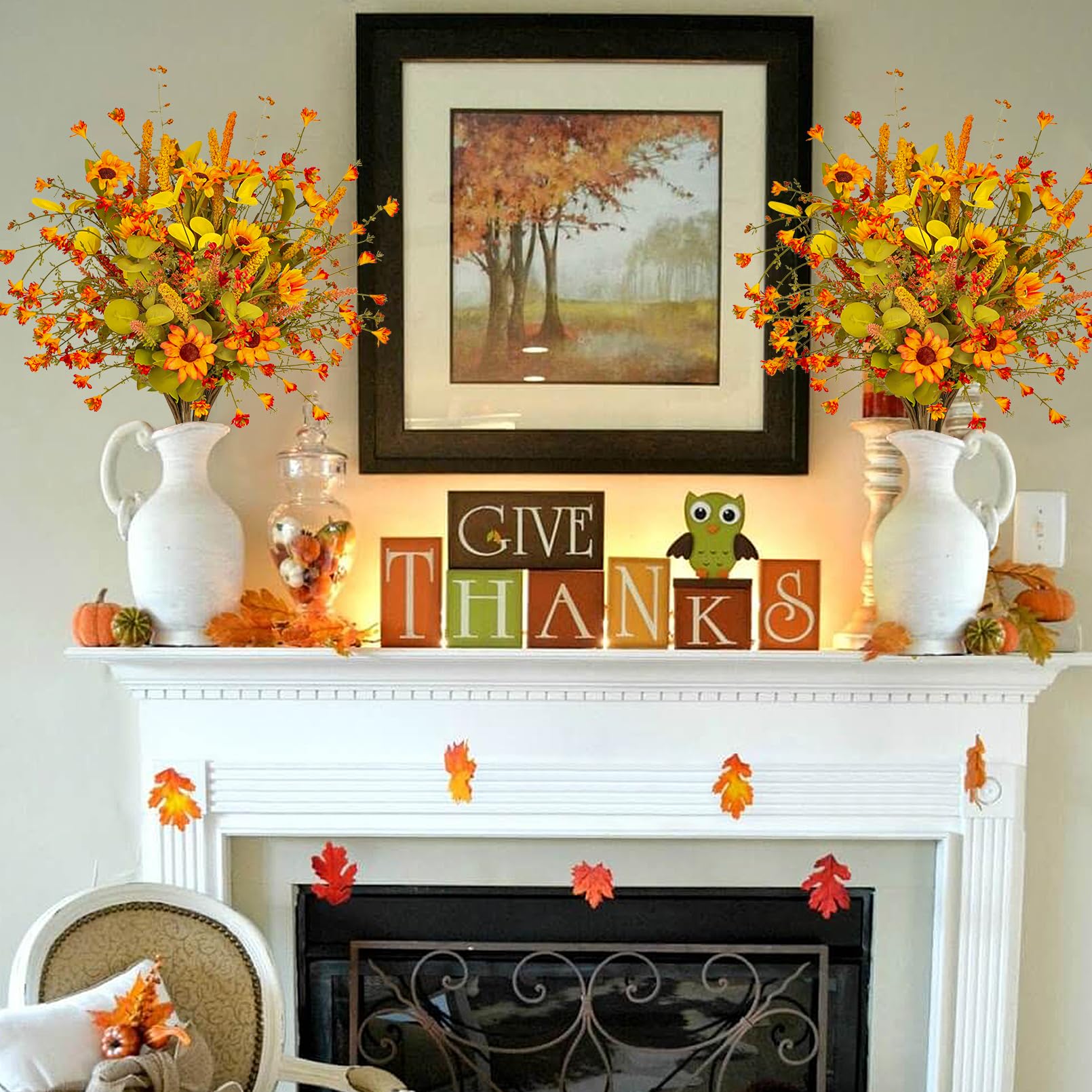 JKAY Global – 10 Fiori Finti Autunnali A Stelo Lungo (60 Cm) In Seta, Per Decorazioni Casa E Halloween (Arancione) - 4