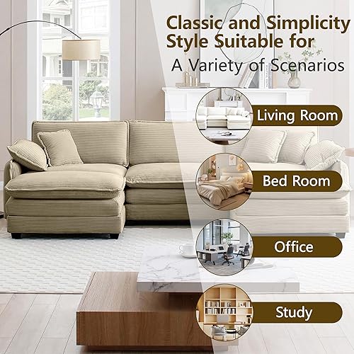 Miniatura 6 de Sofás seccionales de 115 pulgadas para sala de estar, sofá modular en forma de L con diván, sofá moderno con otomana para apartamento, espacio