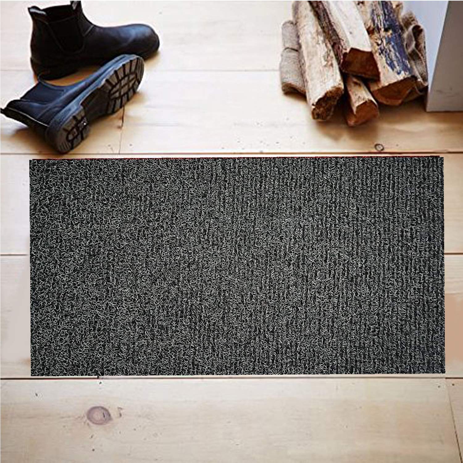 Prime hub PVC Foot Mat | PVC Cushion Dirt Rub Off Thick Mesh Main Entrance Doormat with Anti-Slip Rubber Backing for Home, Bathroom, Offices, Restaurants, Hospitals and Shops (16x24,) (white black, 2)