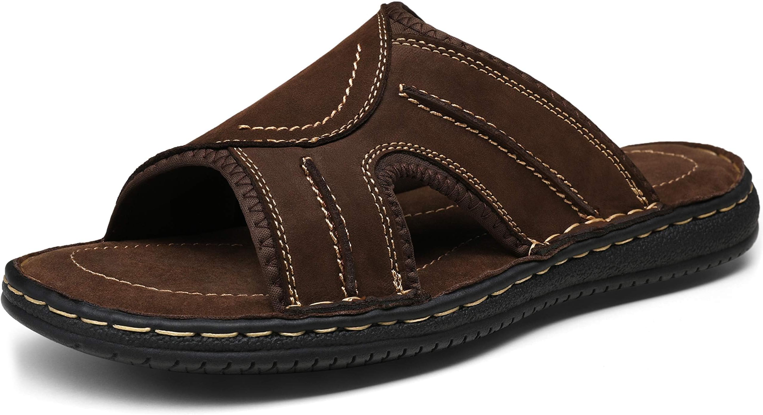 Men's Leather Sandals Arch Support Slide Outdoor Retro Sandals for Men
