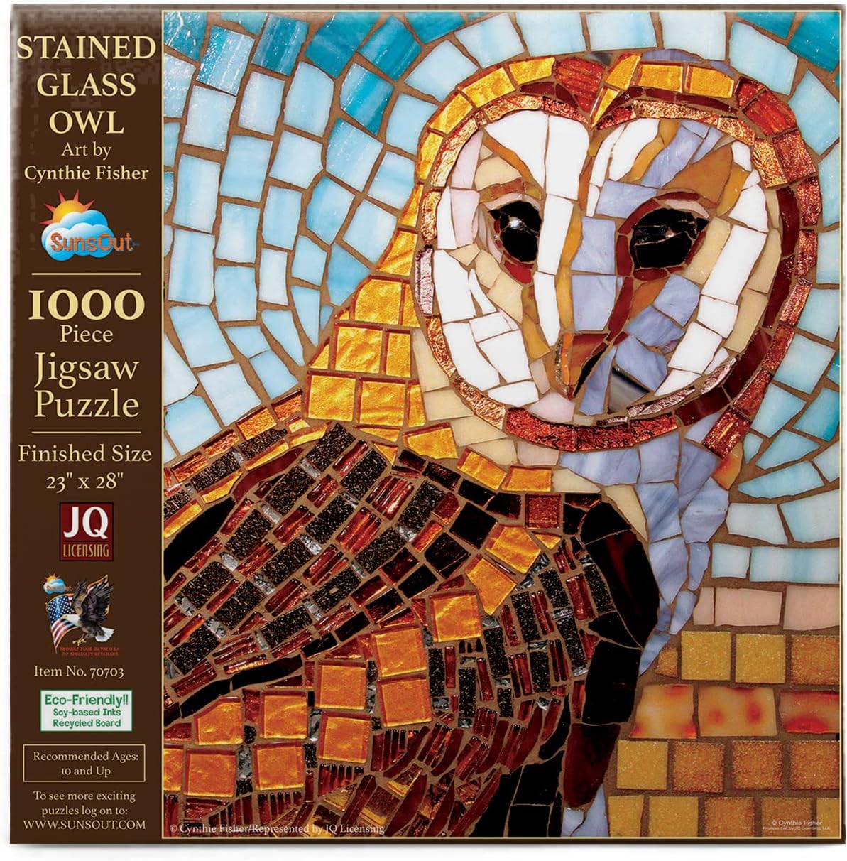 SUNSOUT INC - Stained Glass Owl - 1000 pc Jigsaw Puzzle by Artist: Cynthie Fisher - Finished Size 23" x 28" - MPN# 70703