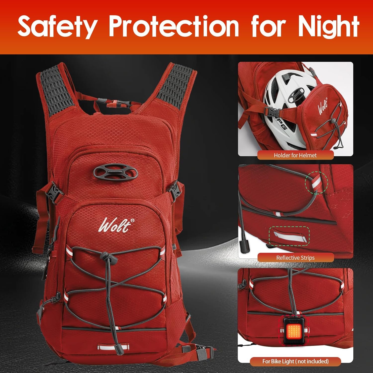 WOLT Hydration Backpack 18L Hiking Water Backpack with 2L Water Bladder for Men Women, Hydration Pack for Running Cycling Biking and Climbing - Image 4