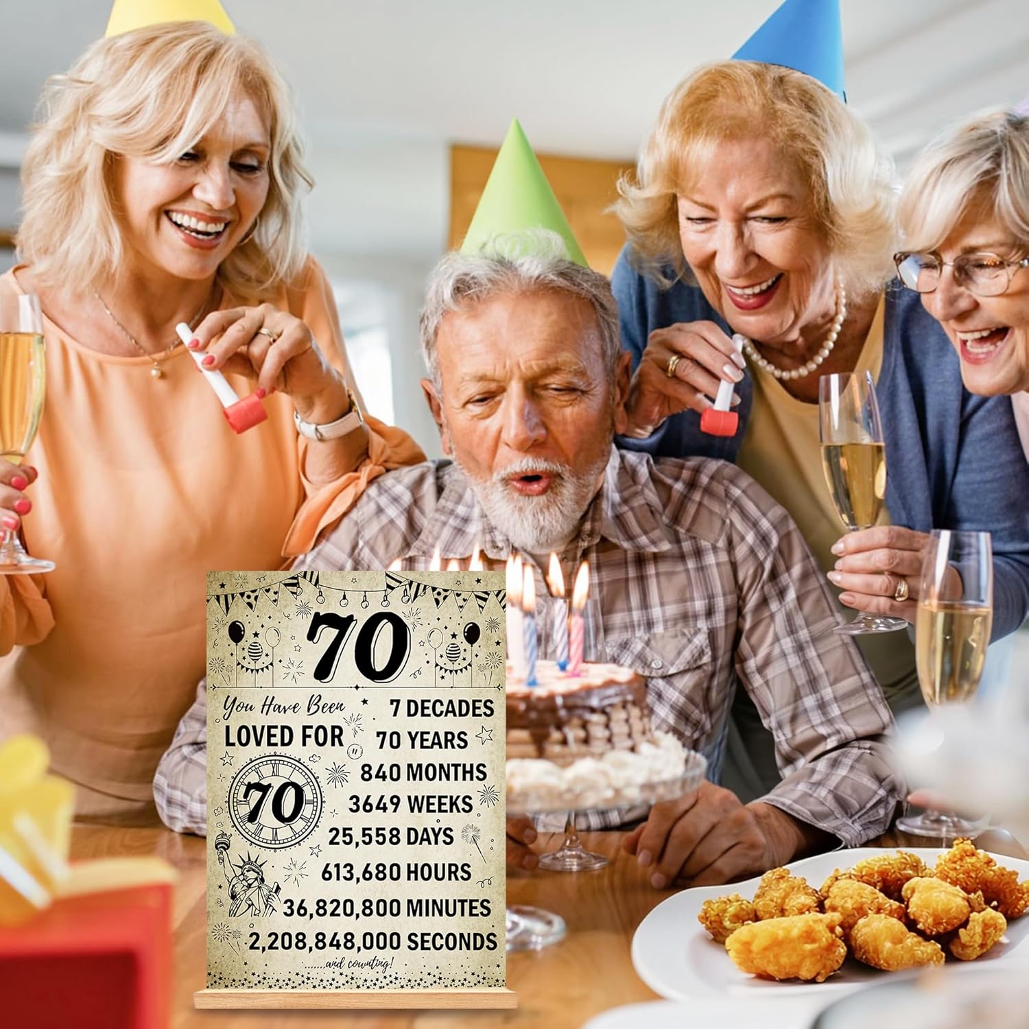 Vintage 70th Birthday Decorations for Men Women Wooden Two-Sided Vintage 70 Birthday Back in 1956 Poster Acrylic Table Sign with Stand 70 Year Old Anniversary Party Gifts Table Decor Display Holder - Image 7