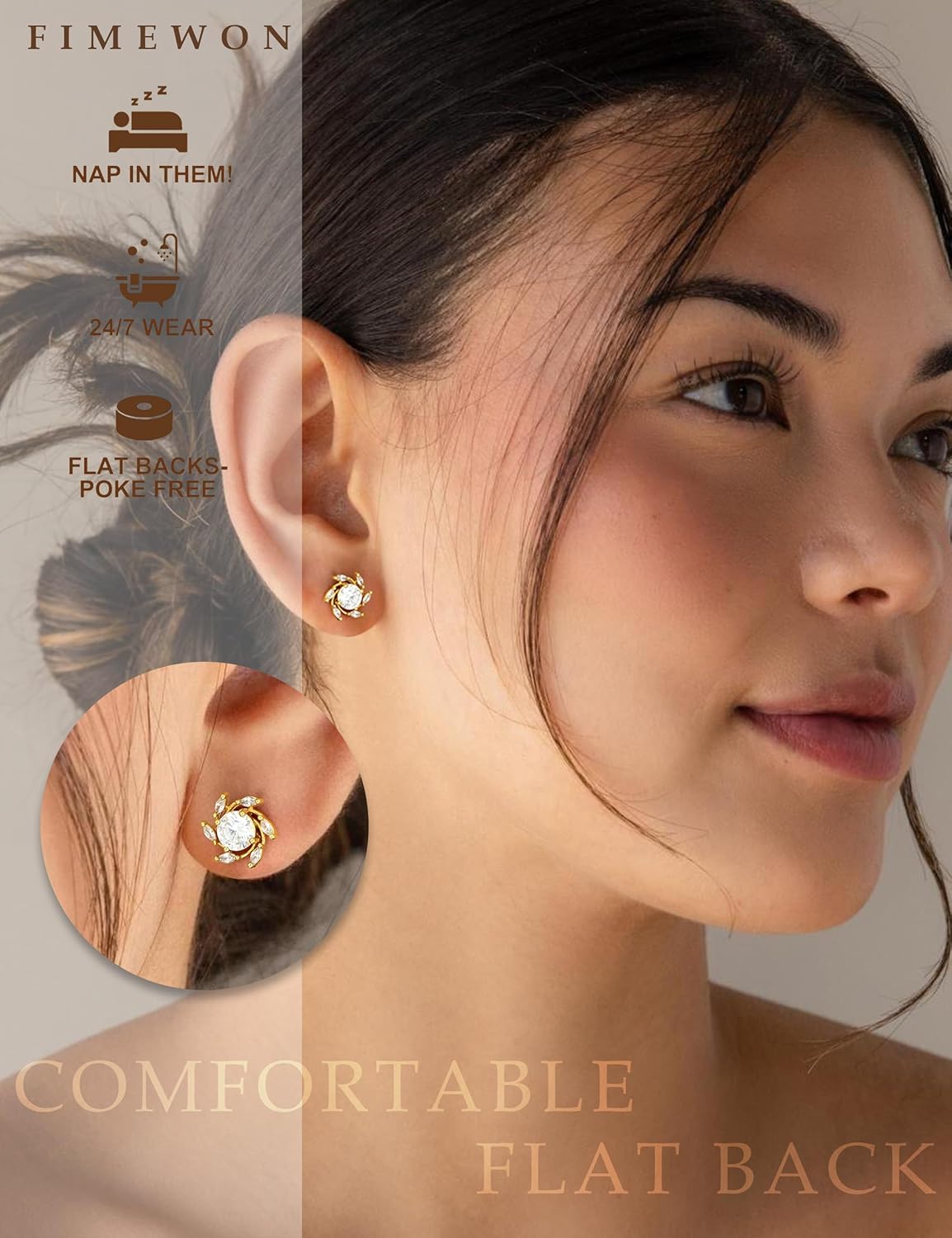 Gold Earrings for Women Trendy Cubic Zirconia Earrings 925 Silver Studs Wedding Earrings Gifts for Her - Image 2