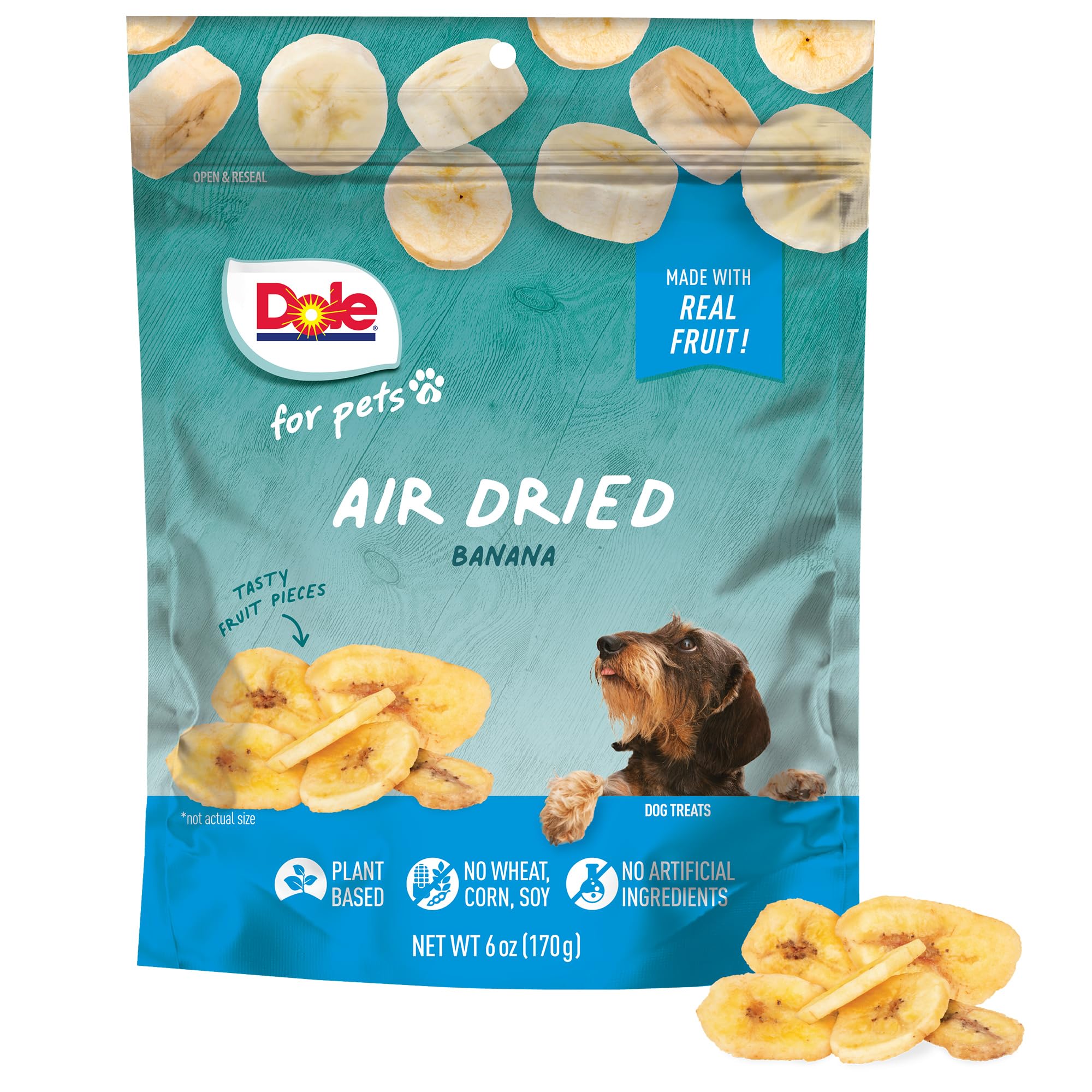 Dole for Pets Air Dried Banana Dog Treats, 6oz |Made with Real Banana, Single Ingredient, Limited Ingredient Dog Treats, No Wheat, Corn, Soy,